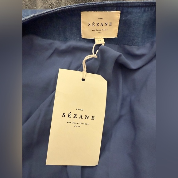NWT Sézane Dakota Quilted Jacket in Denim Blue Sz 4 - Picture 13 of 16